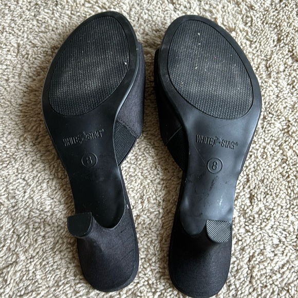 White Stag Y2K Kitten Heel Black Open Toe Slip On Shoes Size 8 - Picture 6 of 11